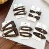 Grampo de Cabelo Clip BB com Estampa de Leopardo Cor de Café Flor de Íris Dourada Coreana Acessório de Cabelo Fashion de Alta Qualidade Franja Lateral
