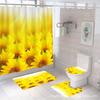 Producto Caliente Transfronterizo de Amazon = Girasol = Serie Impresión Digital Poliéster Impermeable y Resistente al Moho Cortina de Ducha Juego de Cuatro Piezas Fabricante