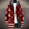 2025 Transfronterizo Nuevo Navidad 3D Impresión Digital para Hombre Holgado con Cremallera y Capucha Cardigan Chaqueta de Algodón DIY con Imágenes