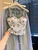 Nuevo Top Veraniego Ajustado Favorecedor sin Mangas con Lindo Estampado de Gato Kt Camisola para Mujer