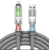 Nuevo Cable de Carga Rápida de Silicona 240W Emisor de Luz Cuatro en Uno Cable de Carga Tipo-C Adecuado para Apple, Huawei y Android