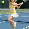 Falda de Tenis de Malla Patchwork Bloque de Color Transfronteriza, Vestido Delgado de Cintura Alta, Falda Corta Deportiva Anti-Exposición para Correr y Fitness para Mujer