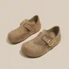Zapatos casuales mujer hebilla de cuero zapatos de una sola pieza papa pequeña altura interior terciopelo calcetines de 4 capas con CM slip-on zapatos perezosos mujer