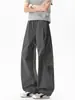 Pantalones cargo plisados de secado rápido estilo americano para hombre, pantalones de paracaidista deportivos de verano para exteriores, pantalones casuales holgados de pierna ancha, negro