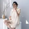 Pijama de Algodão e Seda para Mulheres, Novo Estilo de Verão Conjunto de Regata e Shorts, Estilo Fino para Primavera e Outono, Caimento Solto, Pode Ser Usado Fora de Casa, Roupa de Casa de Alta Qualidade