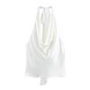 Aliexpress Comércio Exterior Transfronteiriço Roupas Europeias e Americanas Moda Nova de Verão 2024 Versátil Top Halter com Textura de Cetim de Seda