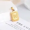 Medalla Cuadrada de Cobre Electroplateado Nueva Europea y Americana Colgante de 26 Letras Inglesas Colgante de Medalla de Oro Hecho a Mano DIY Suministro Transfronterizo Venta al por Mayor
