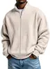 Estación Independiente Transfronteriza Europea y Americana Ropa de Hombre Estilo Americano Moda Desgastada para Hombre Chaqueta Sencilla de Color Sólido Waffle Cuello Alto con Cremallera