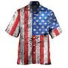 Comércio exterior transfronteiriço Direto da Fábrica camisa masculina de manga curta Dia da Independência nova tamanho grande cardigã masculino para a figura