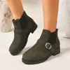 Comercio Electrónico Transfronterizo Tallas Grandes Otoño/Invierno 2026 Nuevo Estilo Europeo y Americano Botines de Mujer con Punta Redonda y Tacón Grueso Botas de Moda