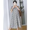 Moda amamentação Elegante decote em V Floral Outgoing Verão Solto Slimming Vestido de comprimento médio
