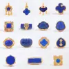 Acessórios de Lápis Lazúli Banhados a Ouro 24K Pulseira DIY Colar Acessórios de Joias com Contas Pingente de Cabaça Ruyi Gota Pequena