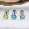 Astmf-136 Aleación de Titanio Redondo Pastel Rosca Externa Zirconia Pendientes G23 Titanio Rosca Interna Zirconia Pendientes Joyería Cabeza