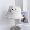 Nuevo Sombrero de Pescador de Moda con Borde Enrollado y Orejas de Gato Lindas para Mujer, Versátil, Casual, Cálido, a Prueba de Frío, Sombrero de Cubo de Moda