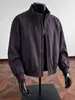 Chaqueta de trabajo con silueta para hombre con cuello alto, ajuste otoño cl, chaqueta corta de béisbol con patchwork, marca de tendencia deconstruida, púrpura ean