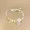 Quatro Estações em Jiangnan ~ Pulseira de Prata com Pedras Naturais Estilo Chinês Moderno para Mulheres, Pulseira Fresca e Elegante com um Toque de Luxo