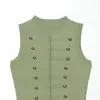 Ropa de moda popular para mujer de la marca Z: Chaleco de punto casual de moda estilo europeo y americano con nudos y decoración de hebilla transfronteriza, ajuste slim INS ZA