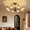 Lustre de sala de estar vintage estilo francês, luminária principal de cristal estilo chinês novo retrô de 6 peças, conjunto completo para toda a casa