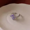 Anel Aberto Flor de Lis de Zircônia Estilo Coreano Super Brilhante Versátil Anel para Dedo Indicador Joias de Nicho de Luxo Leve Atacado