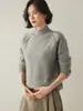 Nuevo Suéter de Cachemira de Color Sólido con Cuello Medio para Mujer Otoño/Invierno 2026, Suéter Base de Punto Grueso Holgado con Puntadas Externas