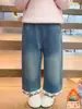 Invierno Nuevo Estilo Jeans con Encaje de Corazón para Niños con Felpa 2026 Estilo Coreano Pantalones Rectos Elegantes para Niñas Ropa para Niños Dropshipping