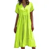 Moda Femenina Nueva Primavera/Verano 2026 Vestido de Color Sólido de Manga Corta a la Moda Fruncido para Amazon y Plataformas de Comercio Electrónico Independientes