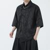 Verano 2025 Nuevo Comercio Exterior Camisa Retro China Hanfu para Hombre Botón Transfronterizo Jacquard Algodón Lino para Hombre Traje Tang