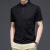 Polo de Seda de Hielo Dagging Sin Rastro 2024 para Hombre Verano Cuello Solapa Camiseta Joven y de Mediana Edad Elástica Casual Manga Corta