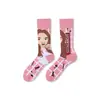 Calcetines de Moda Originales Asimétricos Estilo AB para Mujer Calcetines de Algodón de Verano Zhejiang Arte de Dibujos Animados Personalizado Calcetines de Algodón de Tubo Medio para Hombres y Mujeres