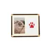 Porta-Retrato Memorial de Patinha de Animal de Estimação 7/8/10 Polegadas Papel Cartão com 2 Grades Almofada de Patinha Sem Tinta Lavável Coleção de Patinhas de Gato Porta-Retrato