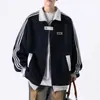 Cárdigan sudadera tipo chaqueta de béisbol de tres rayas para hombre, otoño e invierno, forro polar, marca de moda, chaqueta a rayas estilo universitario juvenil