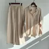 Conjunto Feminino de 2 Peças Amazon Transfronteiriço Retrô Tamanho Grande 2026 Conjunto de Camisa de Algodão e Linho Calças Soltas de Cintura Alta