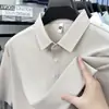Camiseta de Manga Curta 7A de Seda Gelada para Homens, Novo Estilo de Verão Casual para Homens de Meia-Idade e Idosos, Camisa Polo de Alta Qualidade