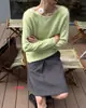 Suéter Básico Macio com Gola Redonda Zhengqi para Mulheres, Tricô de Lã Novo Outono/Inverno, Caimento Solto, Versátil, Manga Longa