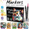 Gato de Colores Marcadores Acrílicos de Doble Punta y Doble Color de 72 Colores para Graffiti DIY Puntas Suaves que No se Desvanecen Apilables Bolígrafos de Contorno de Color
