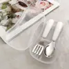 Aço inoxidável 304 Conjunto de talheres faca e garfo para crianças talheres de bebê portátil para atividades ao ar livre talheres para suplementos alimentares colher e garfo de treinamento para menores de 3 anos