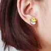 Pendientes de Botón Creativos de Animales de Dibujos Animados Lindos Conejo de Madera Pollito Gato Pendientes de Botón Arcoíris Accesorios para Pendientes de Niños