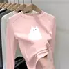Camiseta interior casual de cuello redondo para niños, nueva colección primavera/otoño/invierno 2026, top de manga larga para niñas, adecuado para niños de talla mediana y grande, hecho con tela suave y cepillada
