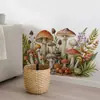 BR3517E Pegatinas de Pared Autoadhesivas con Patrón Floral de Champiñones de Colores Pegatina Decorativa para Porche, Dormitorio, Sala de Estar, Escalera