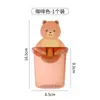 Portacepillos de dientes con forma de oso, vaso para enjuague bucal familiar, caja de almacenamiento para cepillos de dientes sin taladro, vaso para cepillos de dientes, montado en la pared para baño