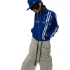Sudadera jacket bordada de moda estilo Hong Kong, unisex, nueva colección primavera/otoño 2026, corte holgado estilo americano, cuello alto, con cremallera