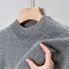 Suéter de Punto Grueso Cálido para Hombre de Comercio Exterior Transfronterizo con Cuello en V Semi Alto, Suéter de Lana de Invierno, Suéter de Punto Básico para Hombre