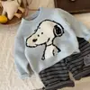 Malhas Espessas Infantis para Meninos e Meninas, Tops e Malhas de Inverno, Novidades Outono e Inverno 2025 Camisetas Básicas Cartoon para Bebês