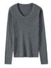[Brisa de Susurro] Suéter Básico de Lana con Cuello Redondo para Mujer, Delgado de Otoño, Manga Larga, Cálido, Tejido, Camiseta Interior