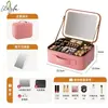 Bolsa de Cosméticos para Mujer con Luz LED y Espejo, Caja de Almacenamiento Portátil de Gran Capacidad con Compartimentos Desmontables