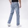 Jeans para Hombre de Pierna Recta No Elásticos Azul Claro con Estilo Desgastado y Deshilachado