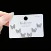 SLBABY exquisitos aretes pequeños con incrustaciones de diamantes, tres pares, aguja de plata s925, elegantes, simples, aretes múltiples