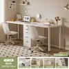 Escritorio de computadora, escritorio simple de doble longitud para dormitorio, con cajones, escritorio de estudio para uso doméstico, adecuado para estudiantes y trabajadores de oficina