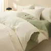 Conjunto de Roupa de Cama Simples de Algodão Puro Quatro Peças Universal para Todas as Estações Lençol de Cama 100% Algodão Lençol com Elástico Capa de Edredom Conjunto de Roupa de Cama para Dormitório Três Peças