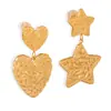 Pendientes con textura de doble capa y diseño de estrella con nicho de personalidad, colgantes de acero de titanio chapados en oro, venta al por mayor